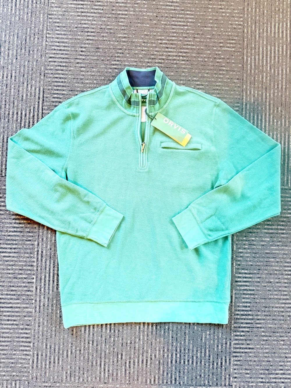 NWT Orvis Men's Green Quarter-Zip Pullover Sweater Size Medium